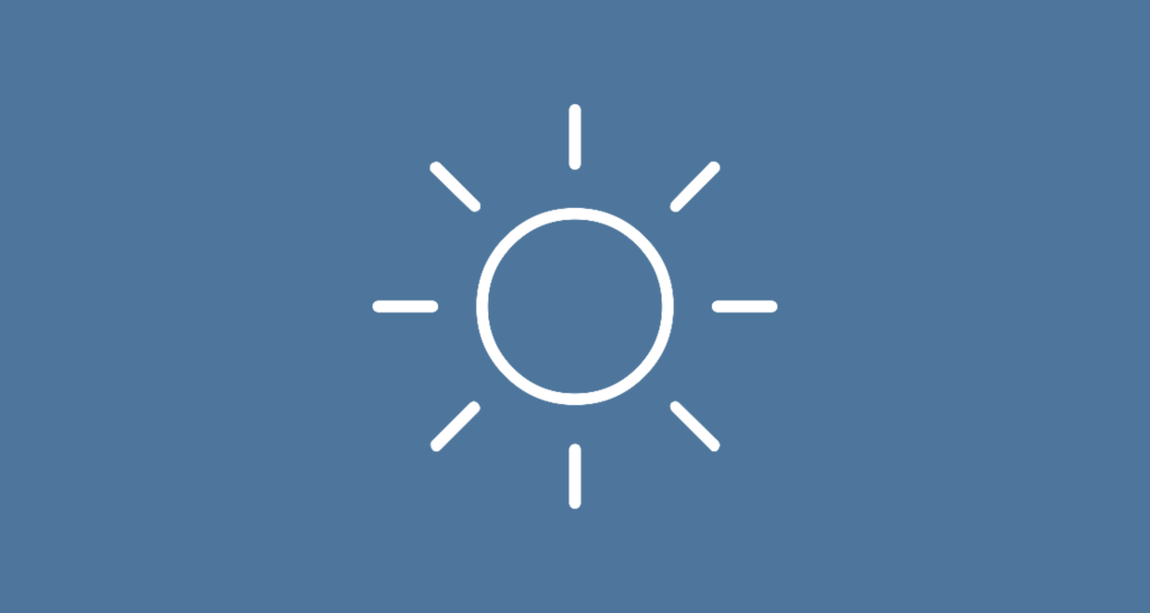 Blaues Icon mit einer weissen Sonne als Umriss – Symbol für das Angebot Tourismus digital kompakt.