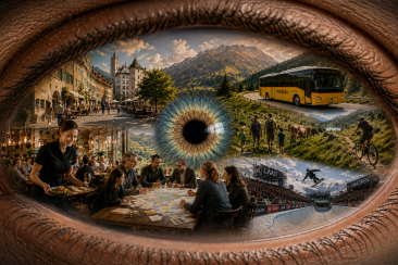 Keyvisual zum 19. Tourismus Trendforum «360°-Perspektive auf touristische Lebensräume»